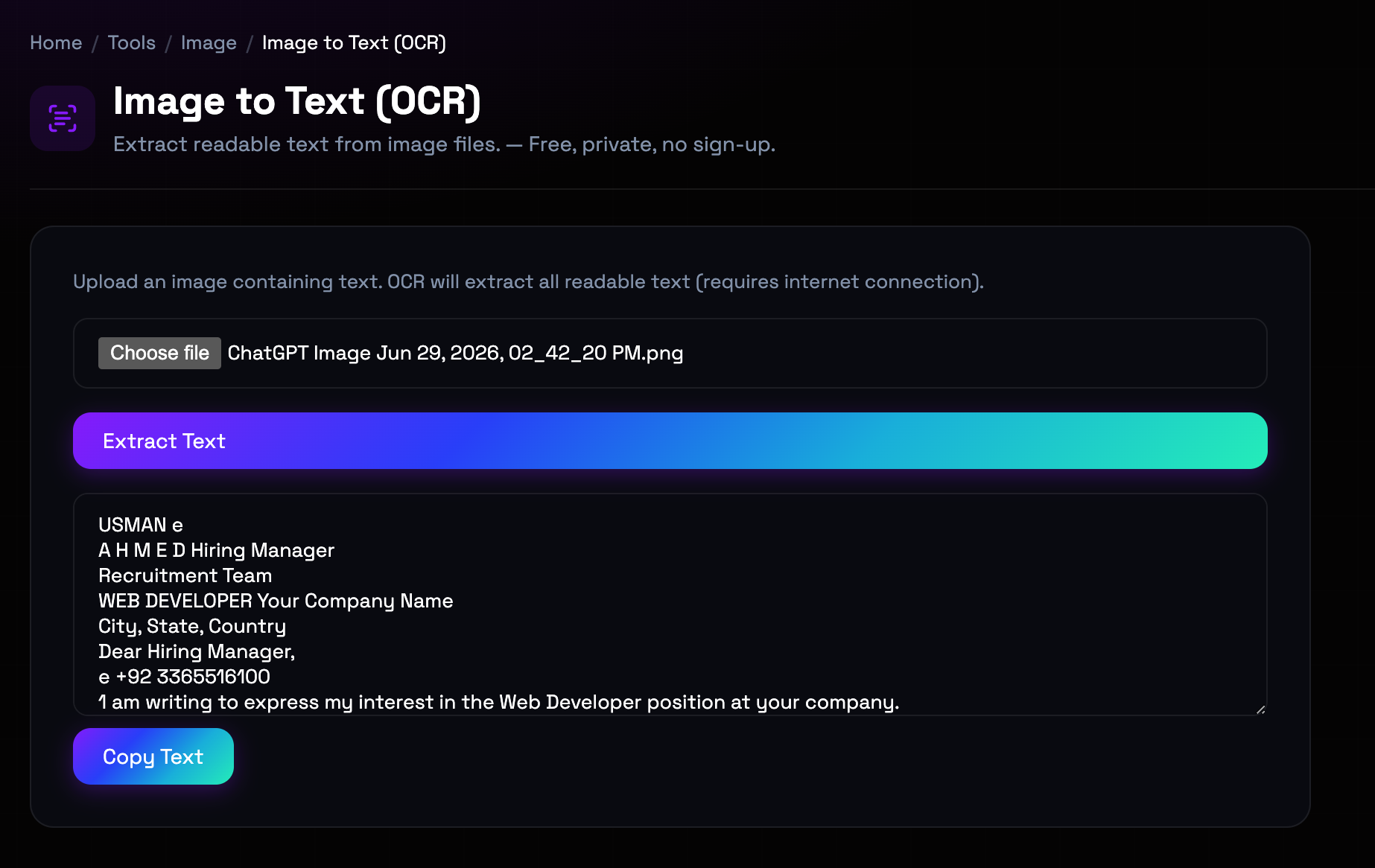 How to use Image to Text (OCR) online — free, fast, and private